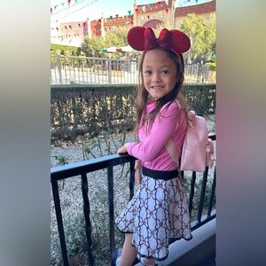 Disney Girls Minnie Mouse Tulle Skirt Embroidered Bows Pink SZ 6